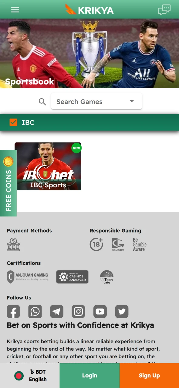 Browse sports betting markets within the Krikya Android App easily.
