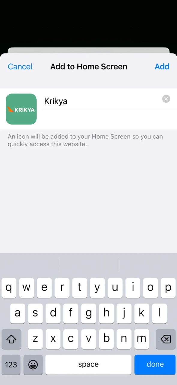 Add the Krikya iOS App to your home screen easily.