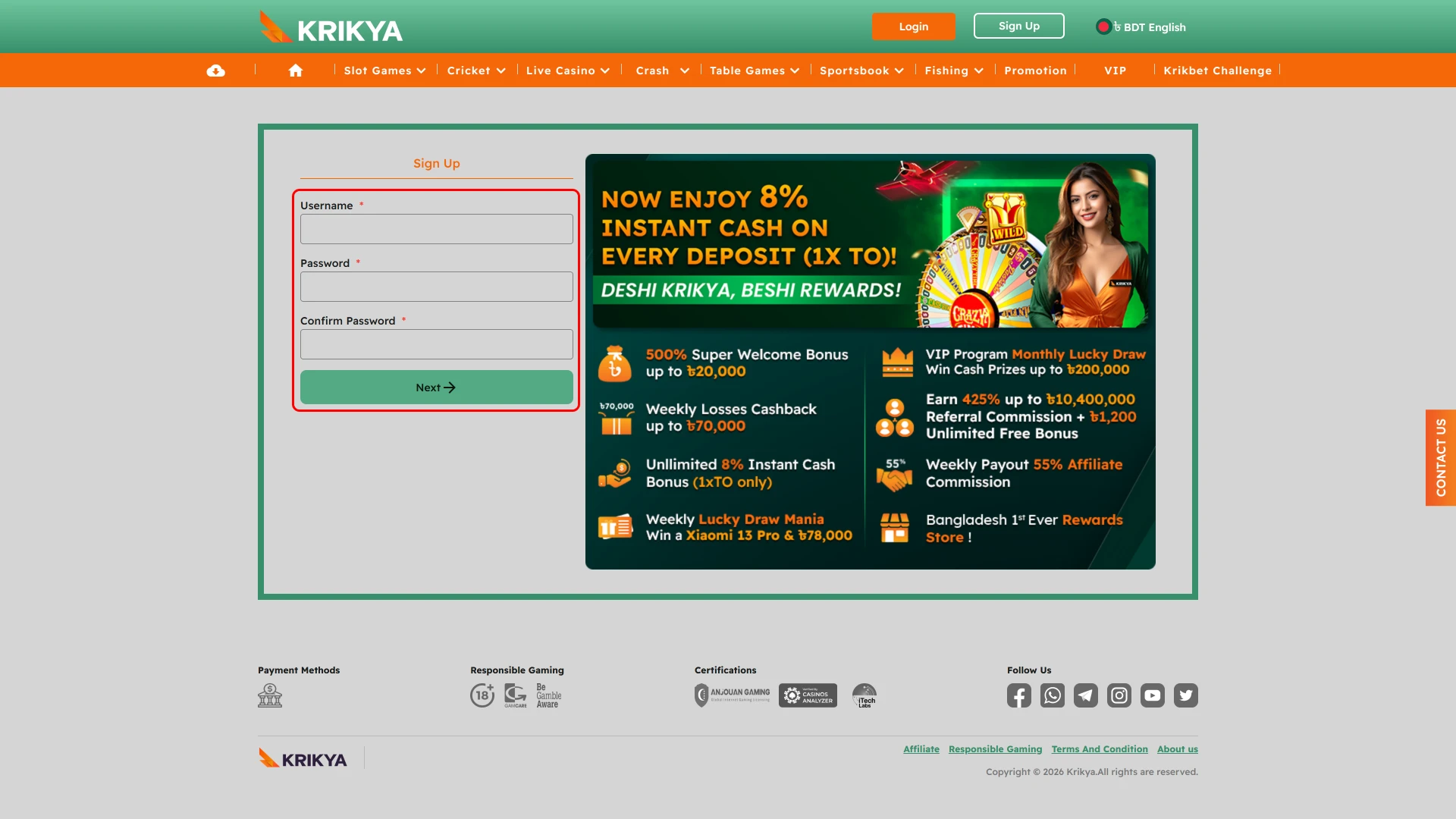 Provide accurate personal details to complete Krikya registration.