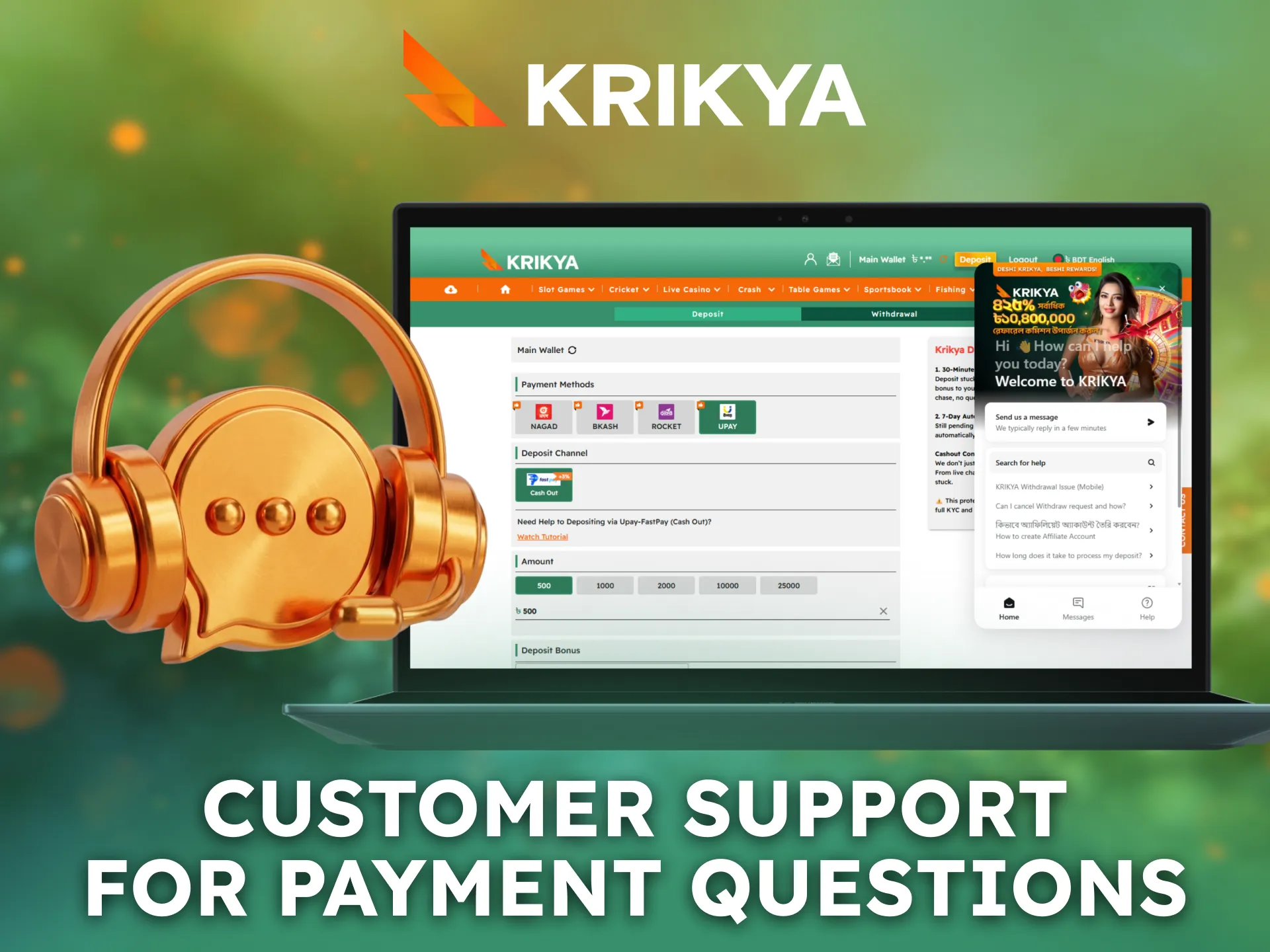 Professional customer support assists users with any payment-related questions on Krikya.