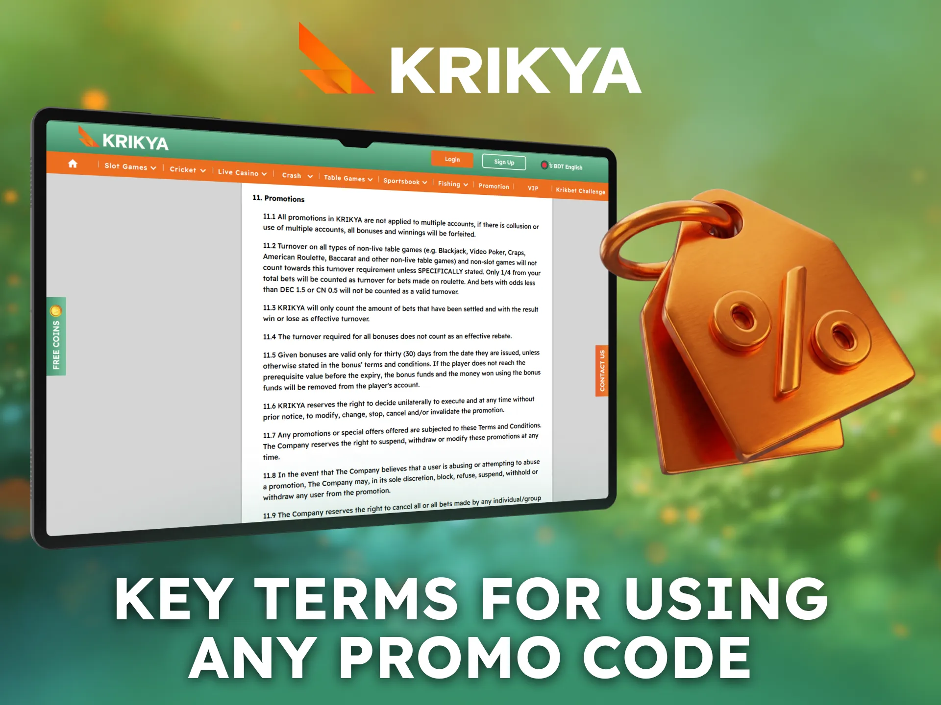 Understand key terms for using any Krikya promo code correctly.