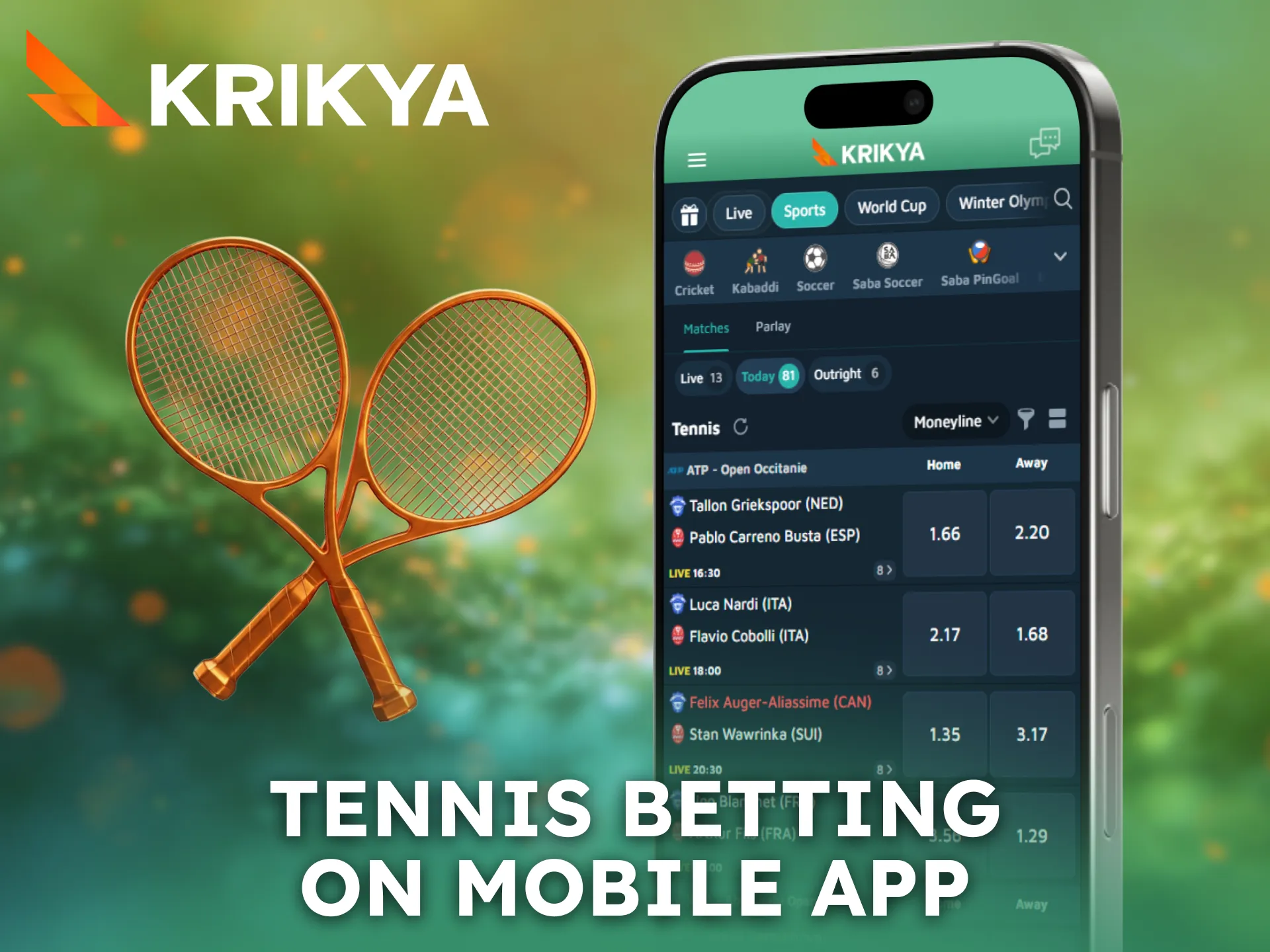 Enjoy Krikya tennis betting smoothly using the mobile app.