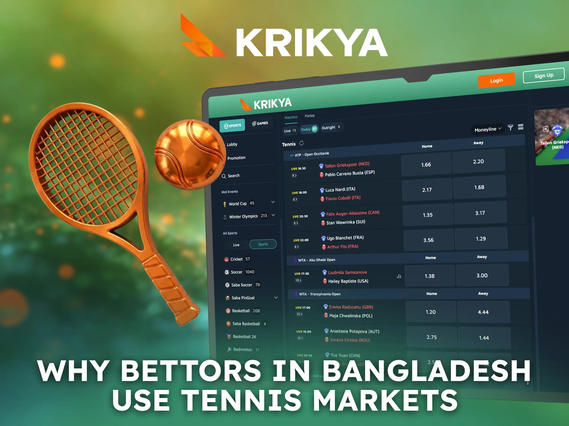 Discover why bettors in Bangladesh choose Krikya tennis markets.