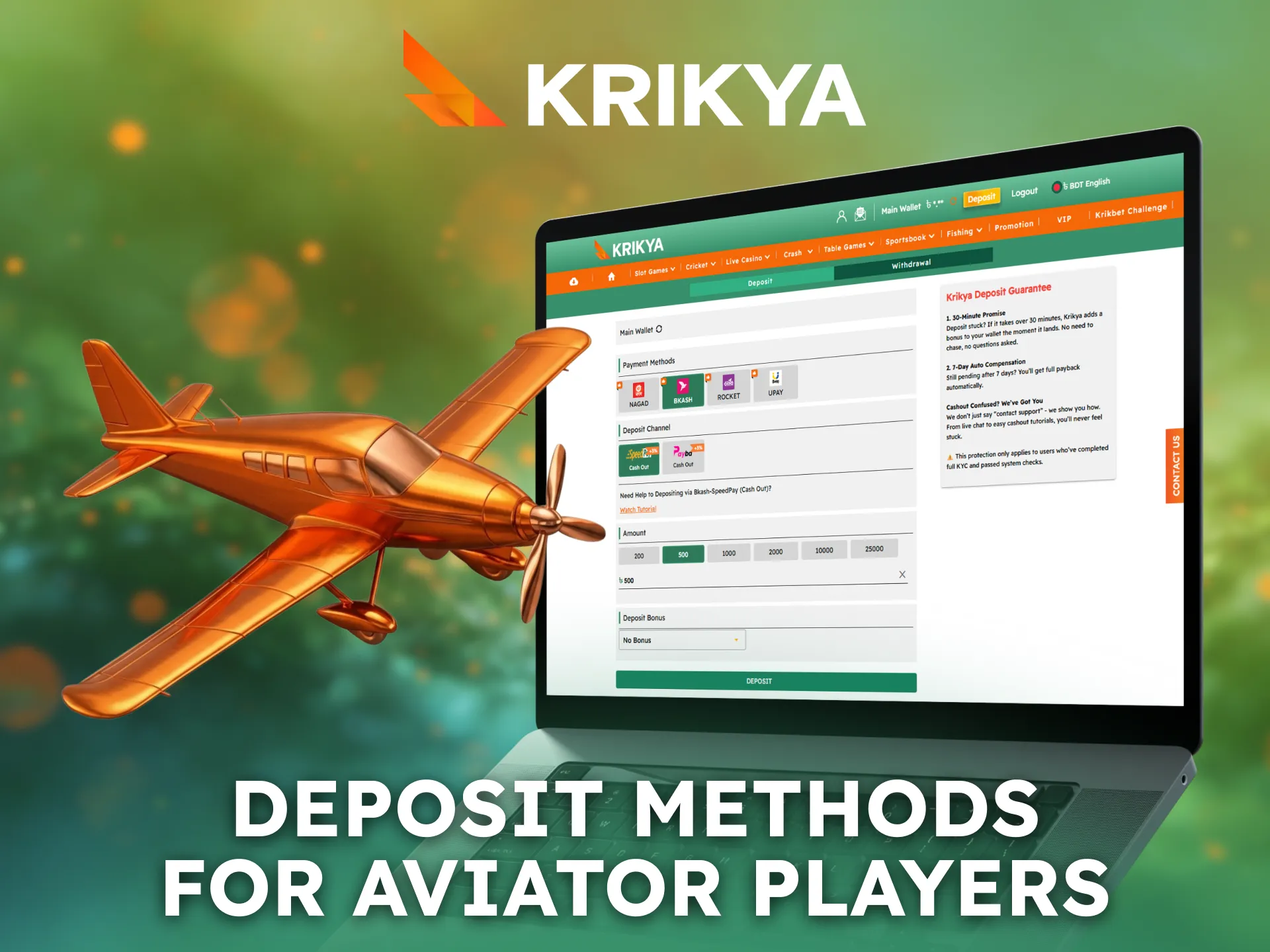 Explore deposit methods for Krikya Aviator players in Bangladesh.