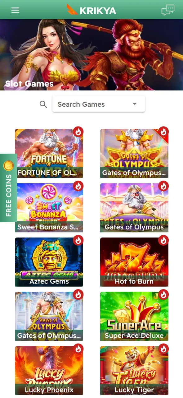 Choose your favorite game and start playing on Krikya.