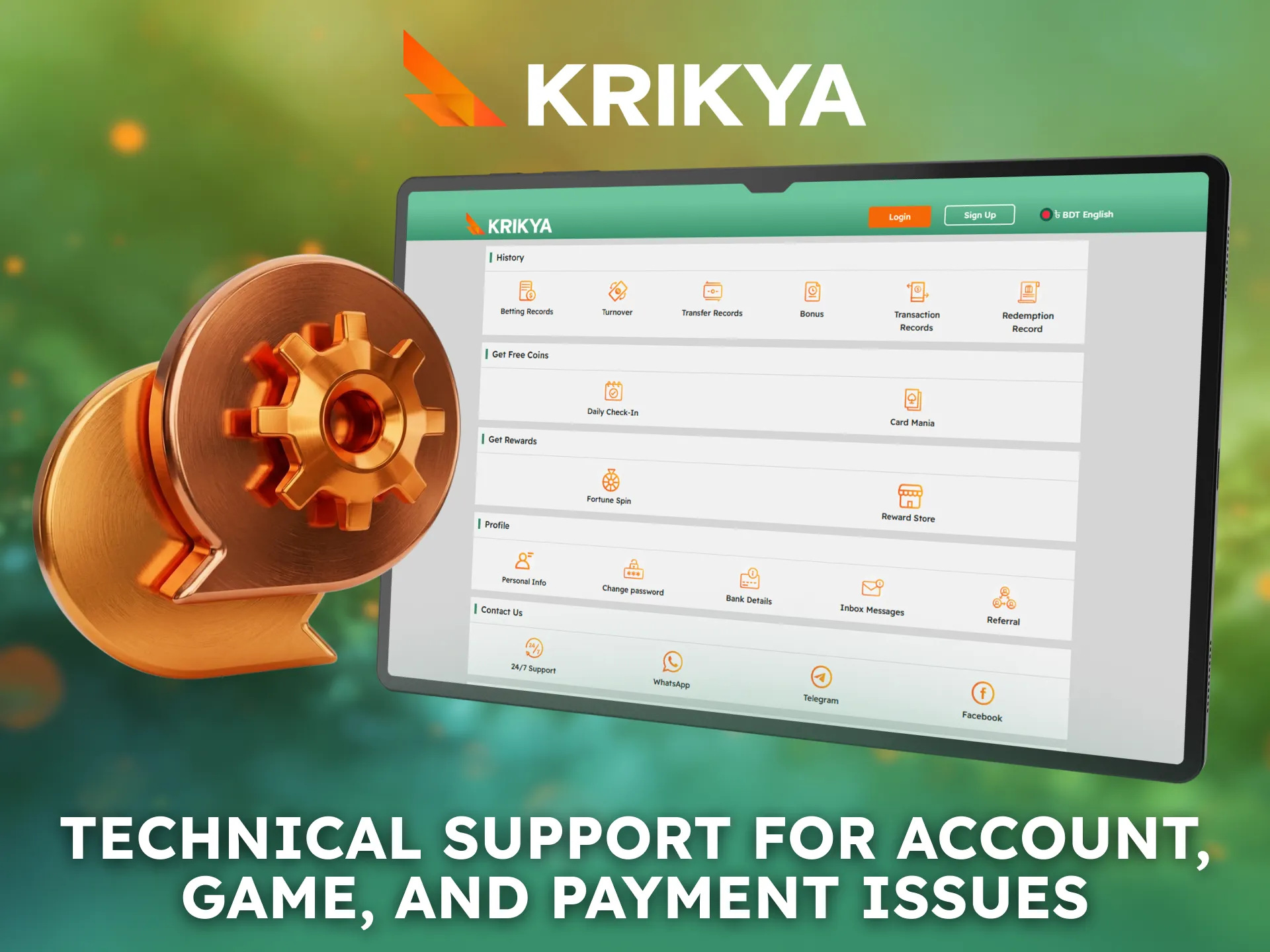 Receive Krikya technical support for account game and payment issues.